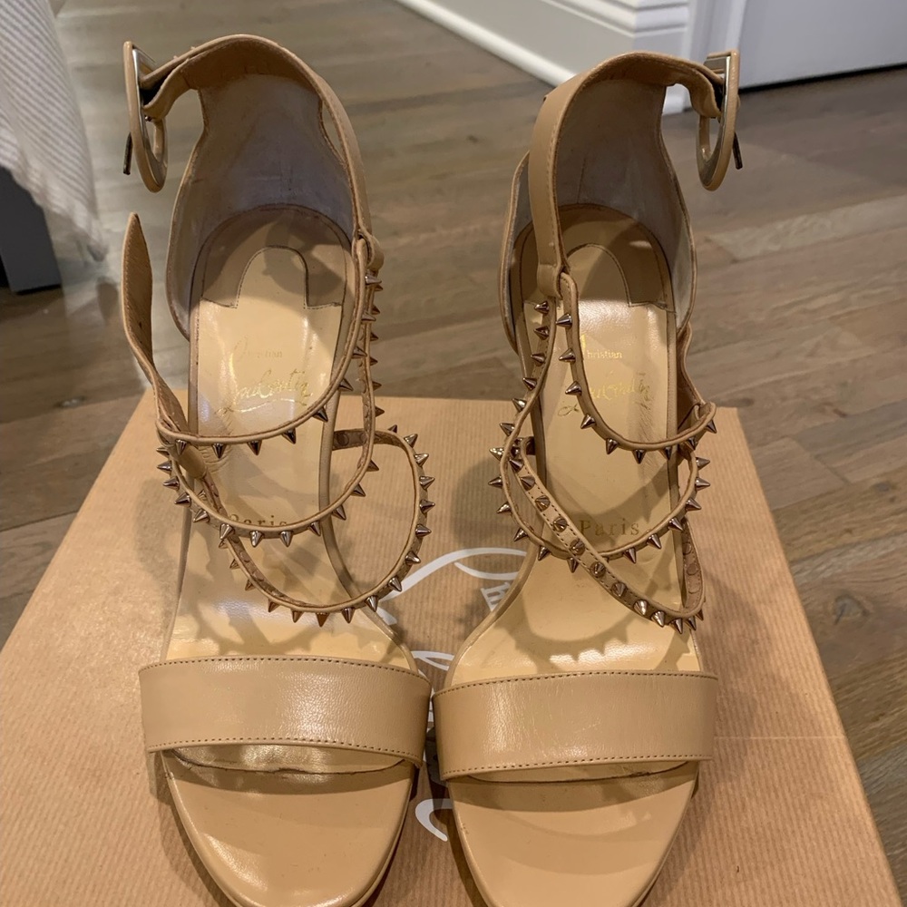 Christian Louboutin Beige Spiked Heels